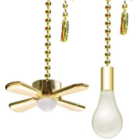 Chaîne De Tir Pour Ventilateur De Plafond - Chaîne D'Extension Avec Ampoule Décorative Et Cordon - 34,5 cm - Doré (1/5)