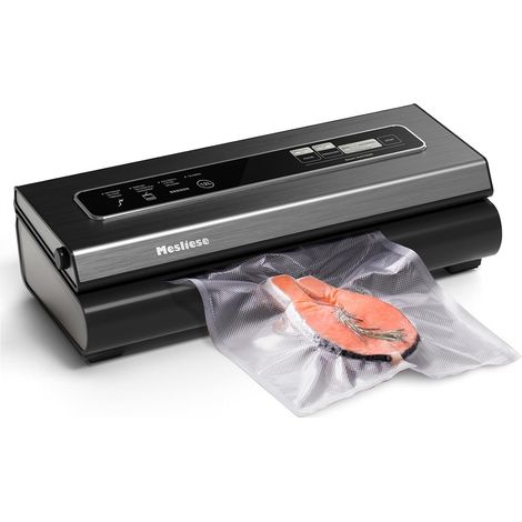 Machine Sous Vide Alimentaire 90Kpa Puissant Appareil de Mise Sous Vide, 6-en-1 Compact Machine D'emballage des Aliments, 2 Rouleaux de Sac et 5 Sacs Prédécoupés (Gris) (1/5)