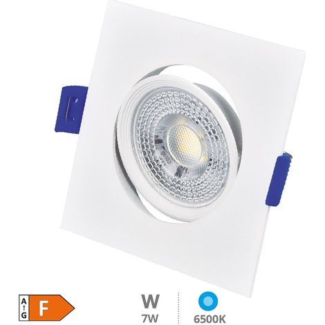 Cumbo 7W 6500K LED bianco da incasso con anello inclinabile quadrato