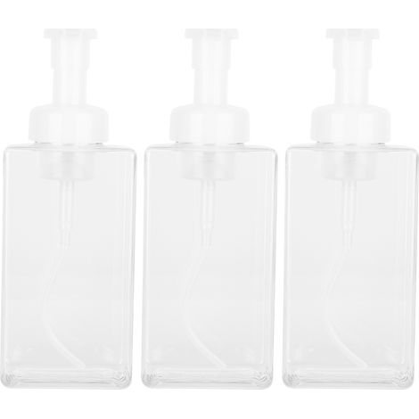 Lot de 3 distributeurs de savon mousse rechargeables 400ml, bouteille en plastique à pompe pour gel douche et nettoyant visage.