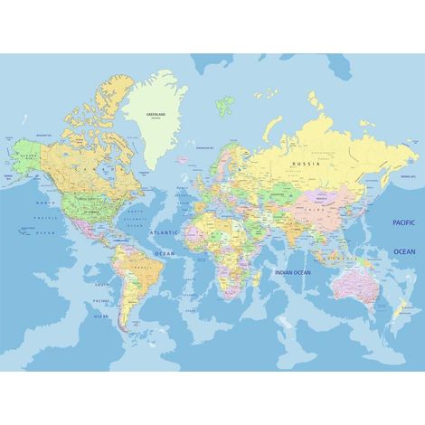 World map, photo murale intissée, 360x270 cm, 4 parts (1/3)