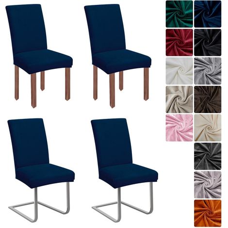 Stuhlhussen Samt 4er Set, Universell Stretch Stuhlbezug, Waschbar, für Esszimmer (1/5)