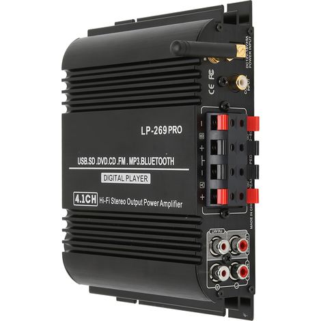 Amplificateur Bluetooth 5.0 HiFi stéréo 4.1 canaux avec lecture multicanaux sans perte, télécommande, prise US 100-240 V
