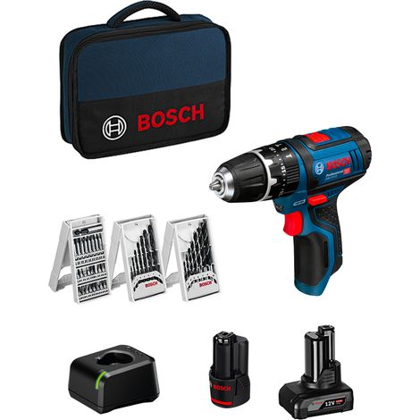 Bosch – Perceuse-visseuse sans fil 12V avec 2 batteries 2.0Ah et 4.0Ah – Couple 30Nm – Fonction percussion pour bois et maçonnerie – Design compact (1/10)