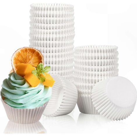 Papier-Muffinförmchen, weiße Gebäckformen Ø5 cm, Packung mit 500 Stück, Standardgröße, ideal für Cupcakes und kleine Kuchen. (1/5)