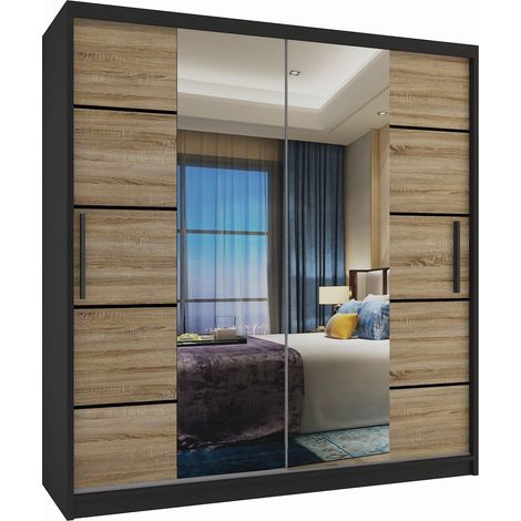 Schiebeschrank Belini 158 cm Mit Schubladen mit Spiegel eiche wotan eiche sonoma Hersteller (1/3)