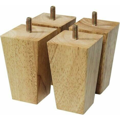 Lot de 4 pieds de meubles en bois - Pieds de canapé - Vis M8 (10 cm)