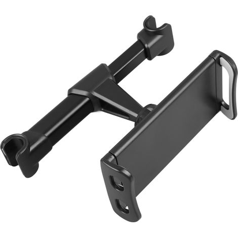 Support de tablette pour voiture noir, robuste et fiable, haute résistance, fixation universelle pour appui-tête de voiture. (1/5)