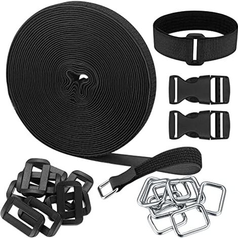 Sangles de Câble Réglables 10 m, Attaches Bande Fixation, Serre-Câble Autoadhésifs Réutilisables, Fixation à Boucles et Crochets Noires, avec Boucles, pour Gestion des Câbles - 10m X 2cm (1/5)