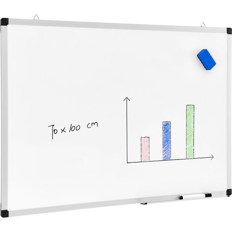 Tableau Blanc Mémo magnétique, Cadre en aluminium, avec 1 Marqueur et Porte-Marqueur, pour Ecole, Cuisine, Bureau - 70 x 100 cm (1/5)