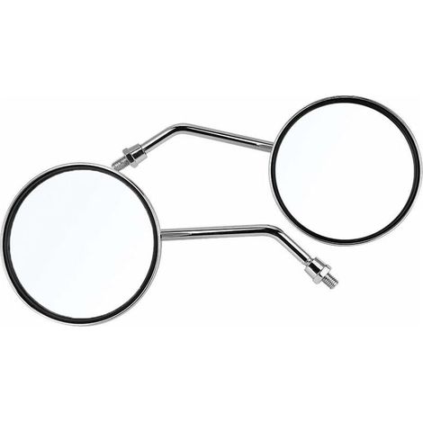 Espejo retrovisor: 1 par de espejos redondos cromados plateados de 10 mm para motocicleta. Espejo izquierdo y derecho. (1/5)