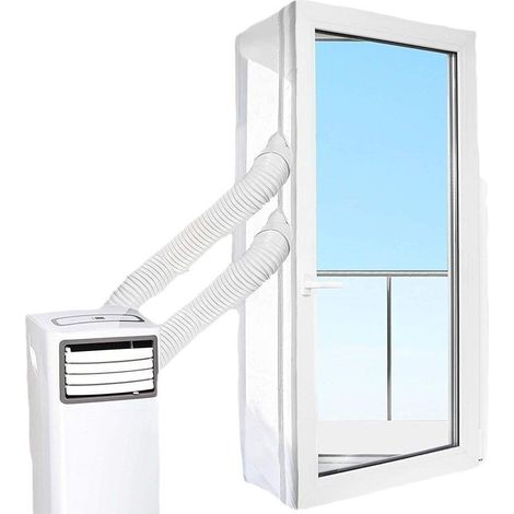 Kit Fenêtre Climatiseur Mobile Anti Moustiques Étanche Arrêt Air Chaud Fenêtres Battants 300cm Blanc (1/5)