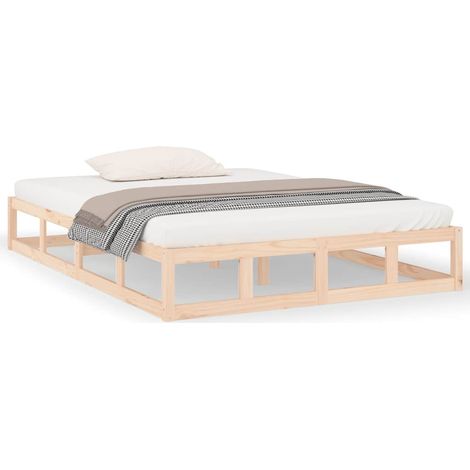 Maison Exclusive - Cadre de lit sans matelas 135x190 cm bois massif (1/5)