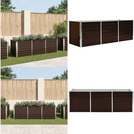 Garten-Hochbeet Braun 240 x 80 x 77 cm Verzinkter Stahl - Gartenhochbeet - Metallhochbeet - Balkonbepflanzung - Terrasse Bepflanzung - Gemüsegarten - Home & Living (1/5)