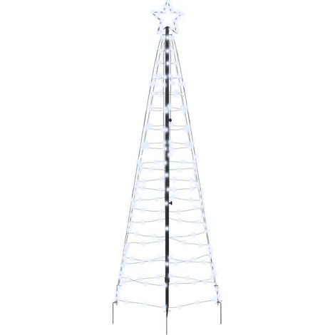 Arbre de Noël,Sapin de Noël LED avec piquets au sol Blanc froid 250 cm Fer CFW47649 (1/5)