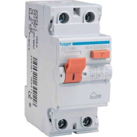 Interruttore differenziale 2P 25A 30 mA AC HOUSING Hager CD728V
