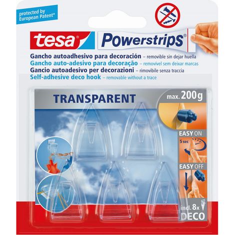 GANCIO ADESIVO TESA POWERSTRIPS TRASPARENTE 5 PZ Q.TA 10 (1/2)