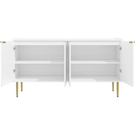 ELVMI Madia con 4 Ante e Ripiani Regolabili, per Soggiorno in MDF, 140 × 38 × 75 cm, Bianco (1/5)
