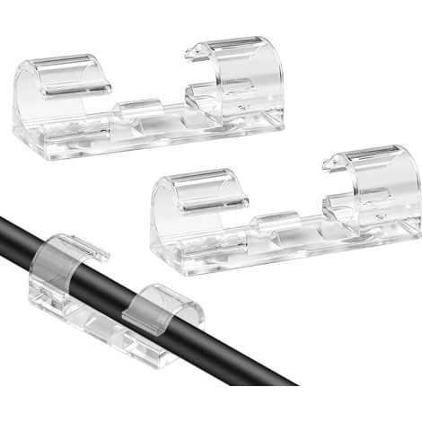 Confezione da 40 clip autoadesive per cavi - Organizzatori di cavi trasparenti - Adatte per TV, computer, laptop, cavi Ethernet e uffici domestici (1/4)
