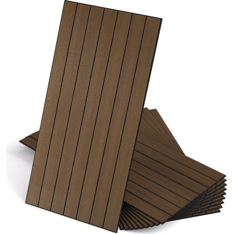 Panneaux Muraux à Lattes Bois Autocollants 30×60 cm – Panneaux Muraux Décoratifs en PVC Insonorisants pour Salon et Chambre – Lot de 10 (1/5)