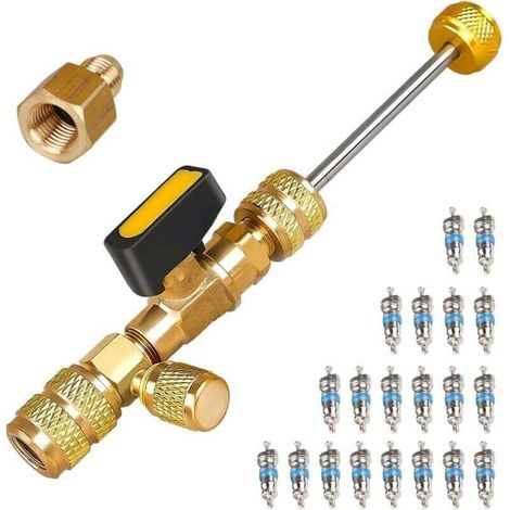 Kit di strumenti professionali per la rimozione/installazione del nucleo della valvola SAE da 1/4" e 5/16", per la riparazione di impianti HVAC e AC per R22, R32, R410A e R134a.
