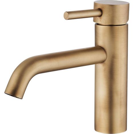 VALAZ Grifo de lavabo monomando redondo dorado envejecido Serie Jabalón (1/5)