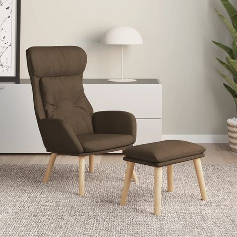 Sillón de relax con taburete tela marrón vidaXL (1/5)