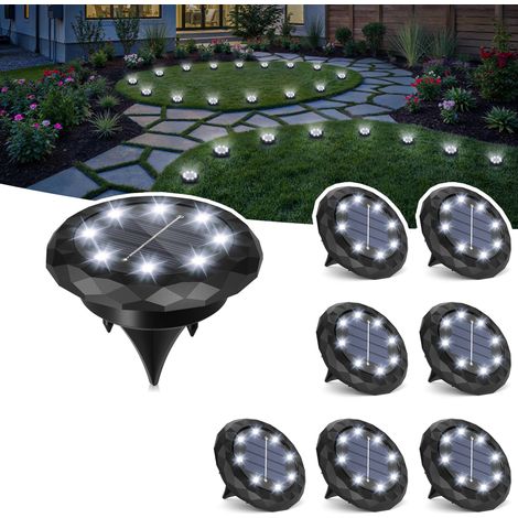 Lot de 8 mini lampes solaires encastrables – Étanches, autonomes – Parfaites pour jardin, allée, entrée et paysagisme-Lumière blanche (1/5)