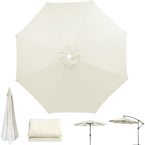 Toile de rechange pour parasol de terrasse, Beige, Imperméable, Toile de parasol à 8 baleines, Protection UV (Toile de parasol seule,3 m) (1/5)