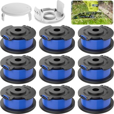 9 pièces fil coupe bordure pour ryobi,Bobine Fil Coupe Bordure avec pour Ryobi One+ AC14RL3A 18V 24V 40V, Ø1,65 mm,3,4 m de longueur (1/4)