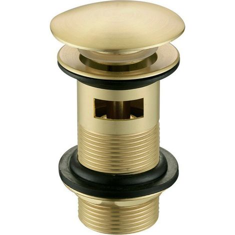 Brushed Brass Slotted Basin Sink Waste Adjustable 1 1/4 Metal Backnut (1/2)