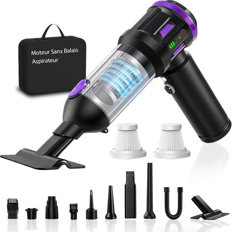 Aspirateur à main sans fil 22000Pa – Aspirateur de voiture, rechargeable, portable, avec filtre HEPA, souffleur à poussière pour voiture/maison/cuisine/poils d'animaux (1/5)
