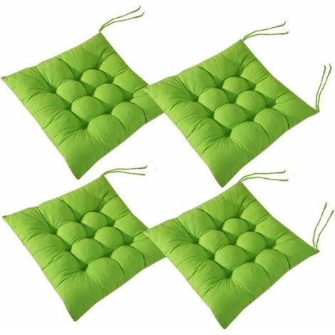 4 Coussins de Chaises Carrés 40x40 Coussins de Siège Décoration Maison Coussin Mat Matelassée,Confortable et coloré - Idéal pour intérieur et extérieur (Vert) (1/4)