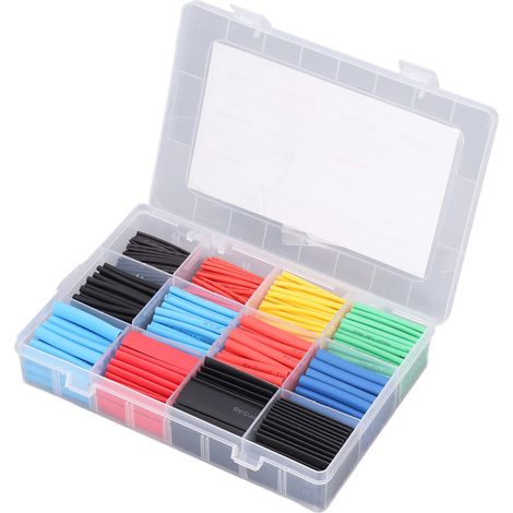 Kit de 560 gaines thermorétractables 2:1, gaines isolantes pour câbles électriques, 5 couleurs, 12 tailles (1/5)