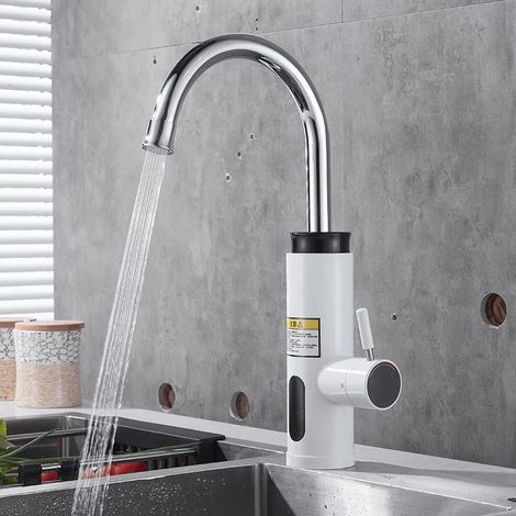 Robinet électrique 3000 W (blanc, entrée par le bas), chauffe-eau instantané, eau chaude et froide, 220 V (1/5)