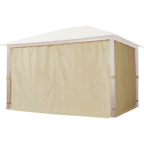 Rideaux (set de 4 toiles) pour tonnelle de jardin TOOLPORT Forest Premium 3x4 m, couleur champagne (1/5)
