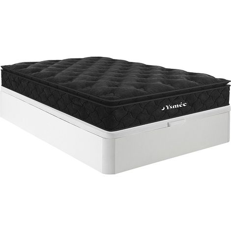 Set 160x200cm Rete contenitore Bianco + Materasso molle insac. topper integrato sp.28cm - BLACK DREAM di YSMÉE