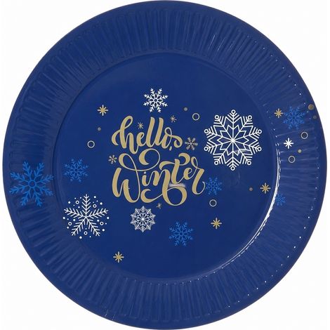 Assiettes en papier de Noël, lot de 6, 18 cm, motif flocon de neige, jetables (1/2)