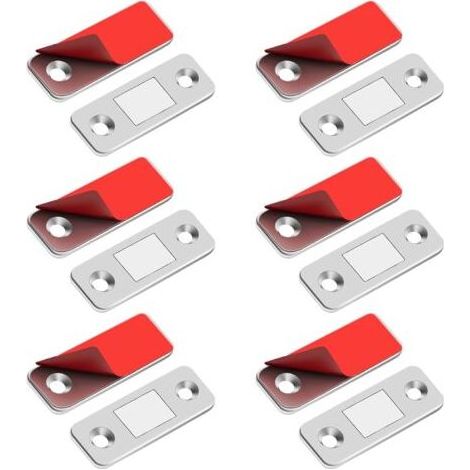 Magnetverschlüsse für Türen und Schränke, 6er-Set, ultradünne magnetische Metallverschlüsse, selbstklebend, starker Magnet für Schiebetüren, Schubladen, Fenster und Schränke (1/5)