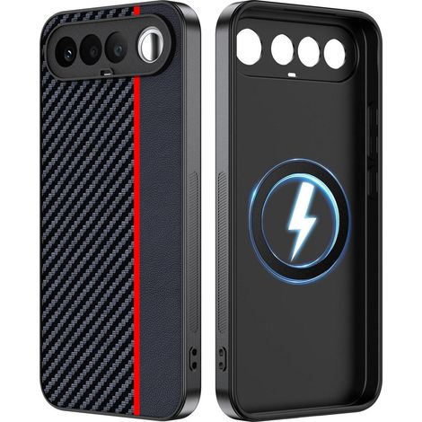 Magnetische Handyhülle für Realme 16 5G mit MagSafe & Stoßschutz, Rot/Schwarz