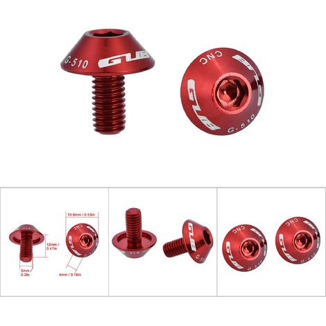 GUB G-510 2Pcs Boulons M5 12mm pour Support de Bidon de Vélo (Rouge) (1/5)