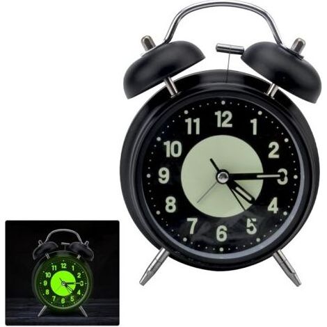 Reveil Cloche Classique, Vintage Réveil De Voyage Silencieux sans Tic Tac, Réveil Analogique avec Lumineux Nombre, Réveil De Chevet avec Double Cloche pour Sommeil Bureau Chambre Voyage (4 Pouces) (1/5)