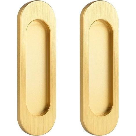 Poignée de porte coulissante ovale Poignée de porte coulissante autocollante en alliage d'aluminium sans perforation (or, 100 mm) 2 pièces (1/5)