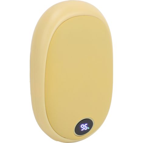 Chauffe-mains électronique portable rechargeable USB, température réglable, écran LCD, jaune, mini chauffage mains pour l'hiver (1/5)