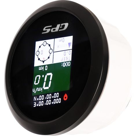 Compteur de vitesse GPS 85 mm, compteur de vitesse à affichage numérique TFT 9-32 V, type universel, convient aux yachts, camping-cars et motos, cadran noir, boîtier noir. (1/5)