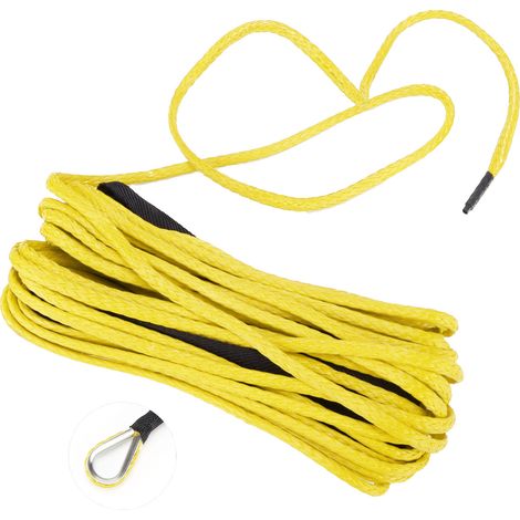 Câble de treuil synthétique de 15 m, 7700 lb, en nylon, de remplacement pour Smittybilt SUV, camion, VTT, UTV, jaune (1/5)