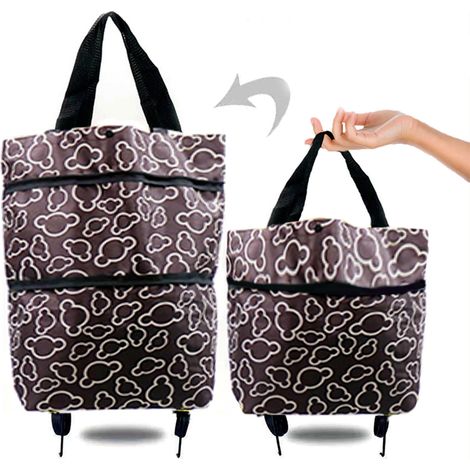 Sac À Roulettes Pliable - Sac De Courses Rétractable Avec Poignée Télescopique - Capacité 30 L - Charge Maximale 15 Kg - Pour Supermarché Et Déplacements Quotidiens - 1 Pièce (1/5)