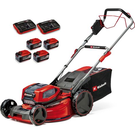 Einhell tosaerba GP-CM 36/52 S Li BL Kit Power X-Change (36 V, larghezza di taglio 52 cm, fino a 1200 m², Brushless, cesto da 65 litri, ruota motrice, incl. 4 batt. da 5,2 Ah + 2 Twincharger)
