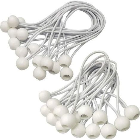 Tendeur Elastique,Sandow Elastique,30 Pièces Tendeur Bache pour Bannière, Bâche, Pavillon,Tente,Rideaux Harnais D’extension,Support de Bâche (Blanc-150mm), (1/5)