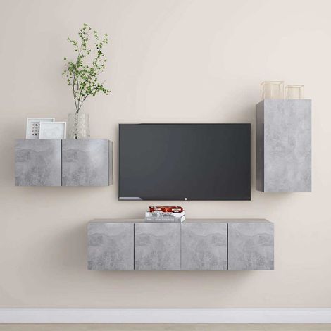 vidaXL Juego de muebles de salón 4 piezas gris hormigón (1/5)